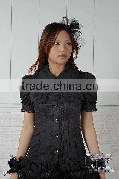 Cotton White Lace Short sleeve Cotton Lolita Blouse 81045