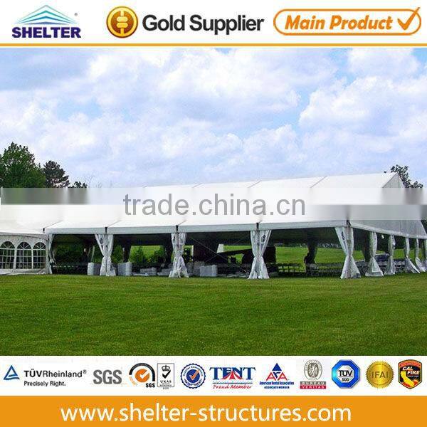 white hexagonal wedding tent