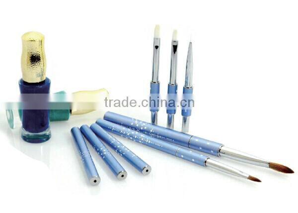 Professional kolinsky nail art brush with silver metal aluminum handle
