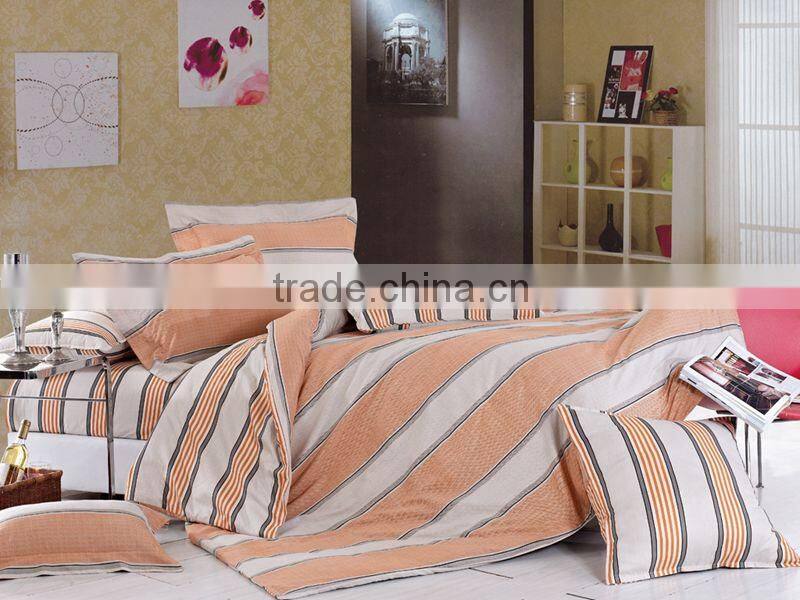 luxury stripe design 100%cotton pigment printed bedding set