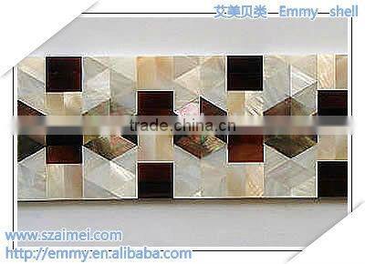 Pen seashell and black mother of pearl mosaic tile waist line