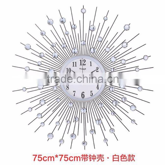 wall Mounted metal wall clock with color diamonds big size wall clock