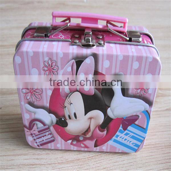 rectangular shaped lunch tin box with mickey mouse printing