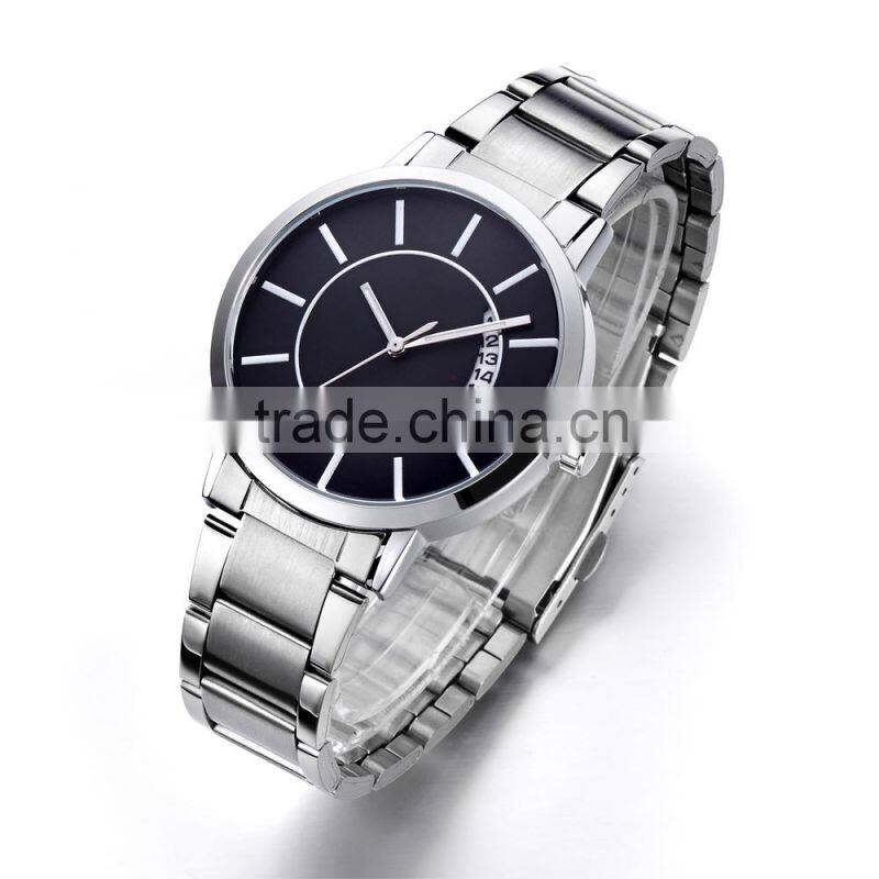 Cheap Stainless Steel Watches for Men with Quartz Calendar Movement