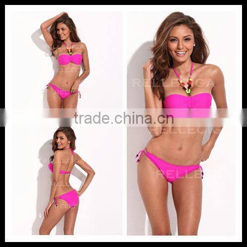 Wholesale Swimwear Bikini! RELLECIGA Rose Red Jungle Jewel 1/2 Cup Push-up Bandeau Top Sexi Hot Girl Bikini