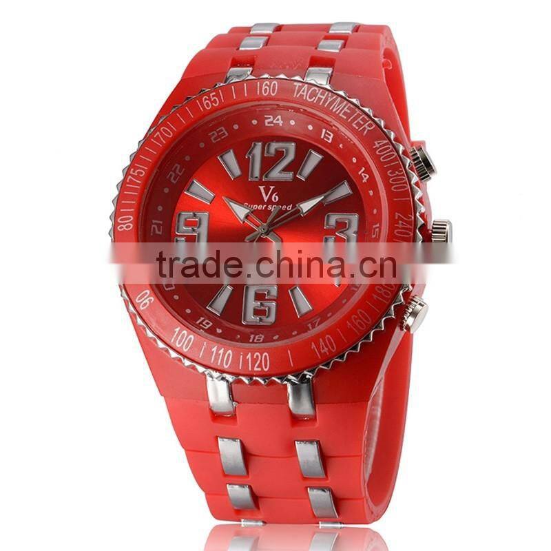 WJ-5414 big face silicone trendy attractive top brand V6 night luminous men and women watch