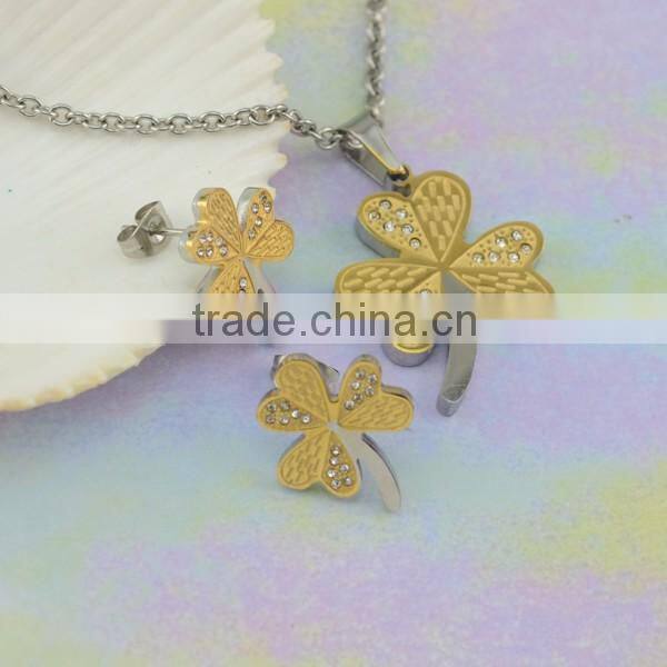 Premier Design With Different Flower Clover Stainless Steel Necklace And Jewelry Sets
