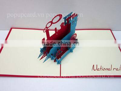National train 3d pop up greeting card