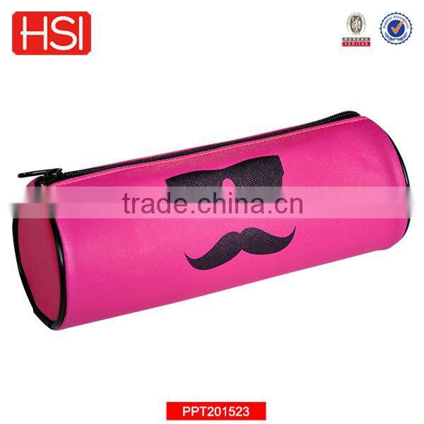 2016 leather multifunction handmade good cylinder pencil case