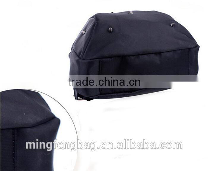 Custom Fashionable Black Canvas Tote and Shoulders Girls Backpack Bag