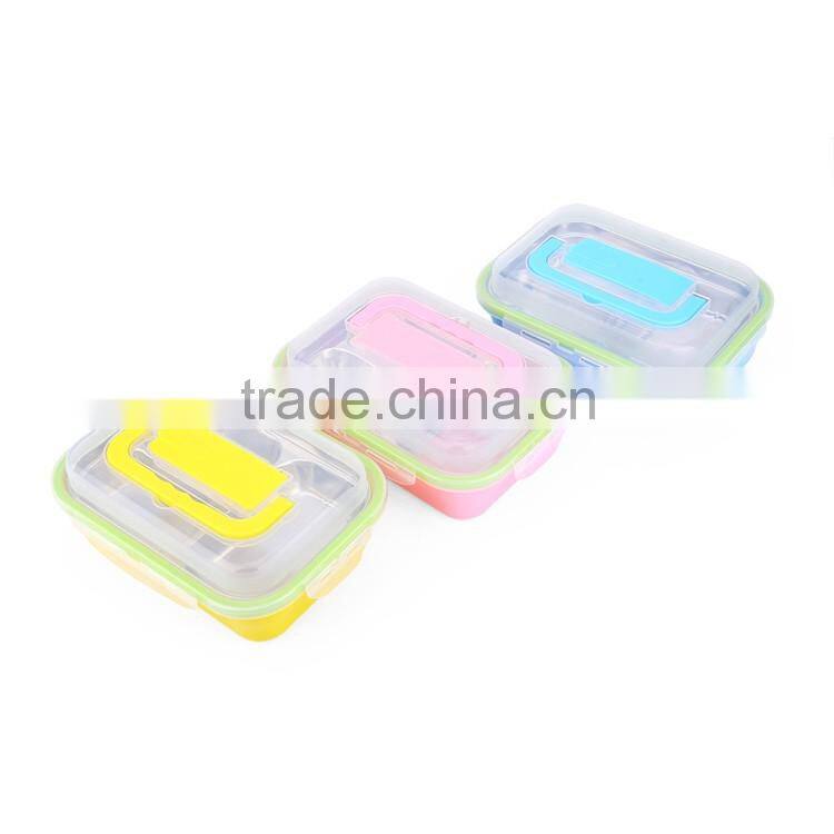 3 dividers stainless steel metal material wholesale bento lunch box for kids