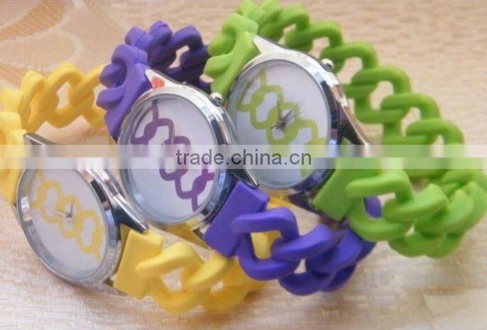 punk leisure braid silicone bracelet watch