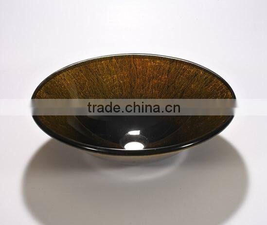 Colorful art glass basin glass vanity transparent sink LH-16014
