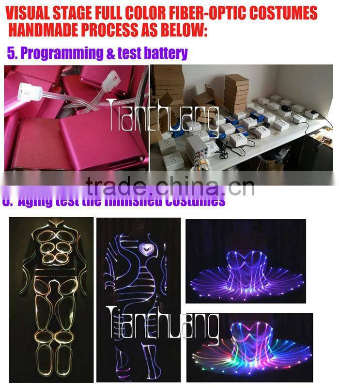 DMX 512 controlled wireless fiber optic dress,full color light up ballet wear,light up tutu dress