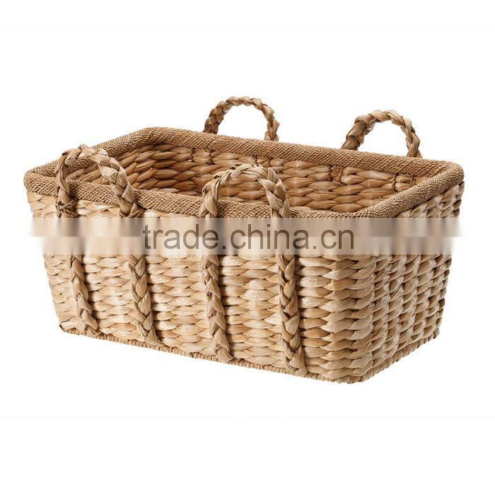 Rectangle natural seagrass storage basket with handles