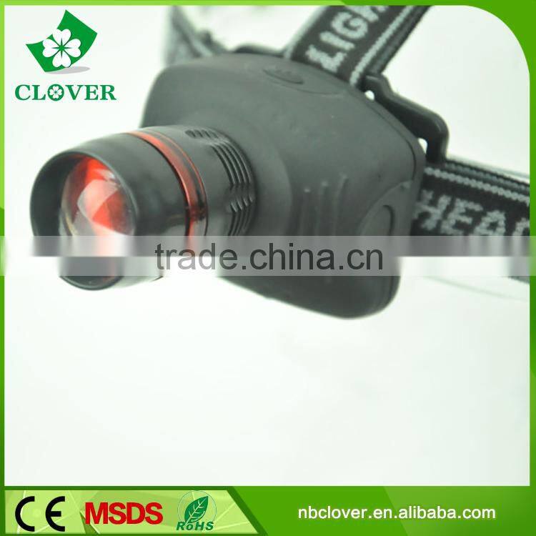 high power zoom headlamp 3*AAA battery 1W led cree headlamp manufacturers