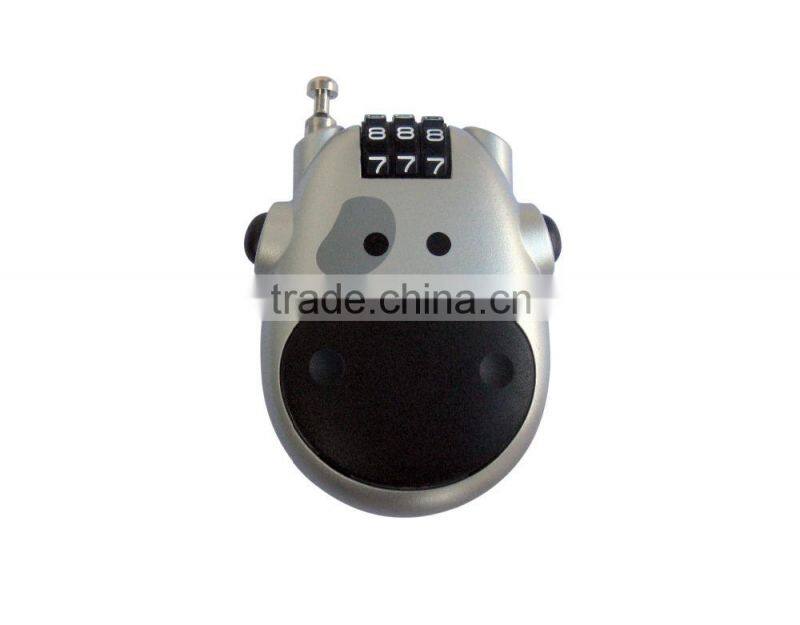 3-dial combination cable computer lock ,Security combination steel Cable Lock ,Retractable steel cable combination lock