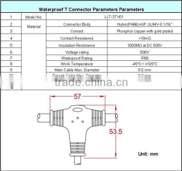 white color led lighting cable joint outdoor waterproof T connector tee connectors