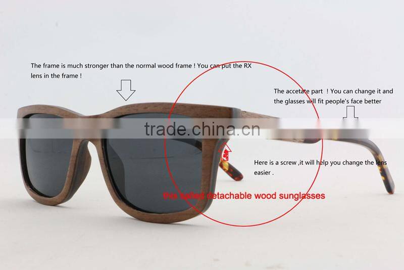 Round wood frame sunglases UV400 eyewear custom wooden sunglasses
