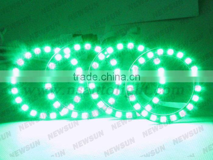 Upgrade of led and ccfl angel eyes, 7000K xenon bright 5050 SMD RGB led angel eyes 72mm diameter led ring light 16 colors change