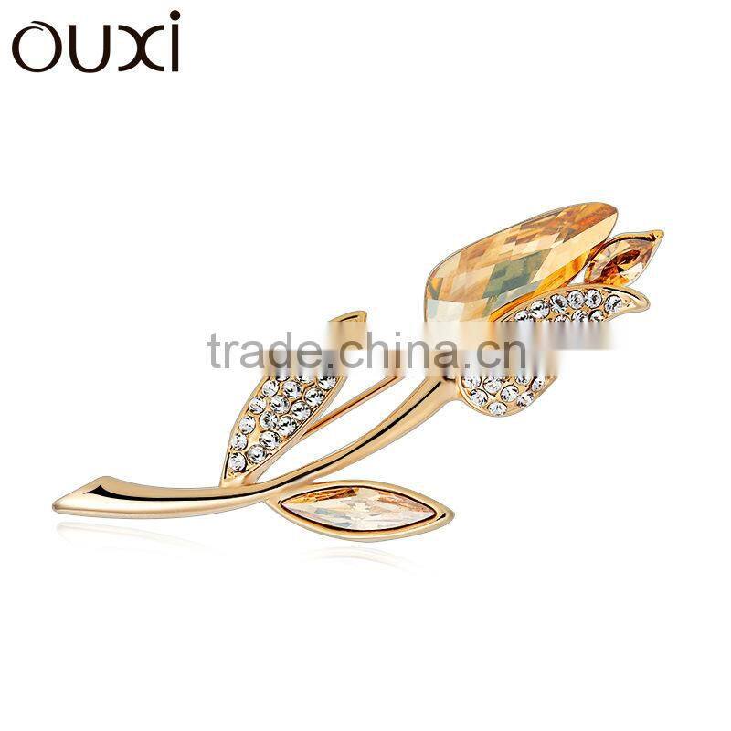 OUXI Fashion zircon flower rhinestone brooch 60079