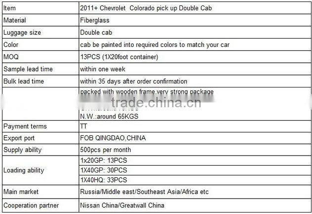 chevrolet colorado canopy with high quality in worldwide