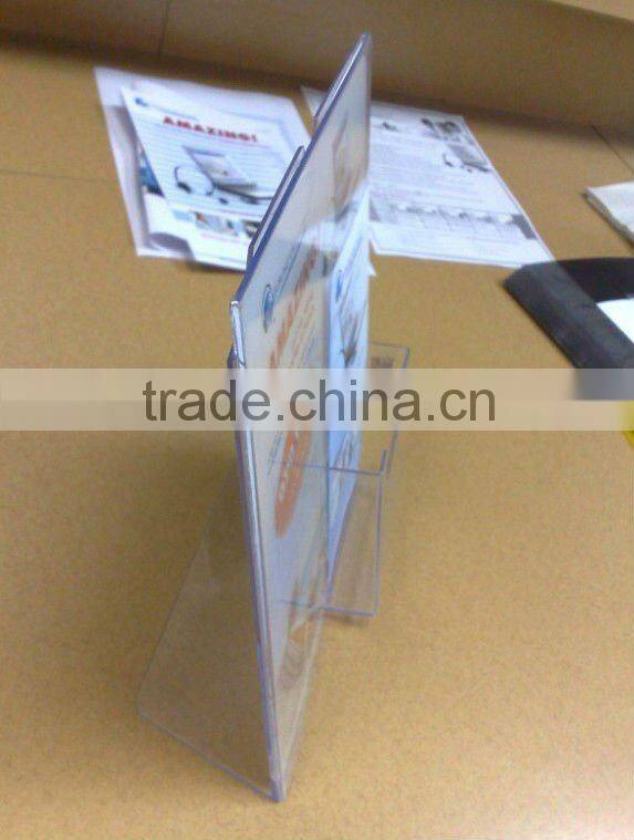 A4 sized acrylic brochure display racks with card holder