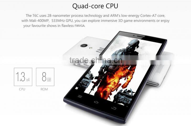 New Arrival 100% Original MTK6580 Quad Core Android 5.1 5 Inch IPS 1GB 8GB 5MP Camera WIFI GPS Unlocked 3G Smartphone THL T6C