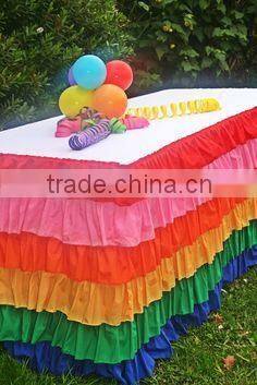 Polyester rainbow table skirts table cover