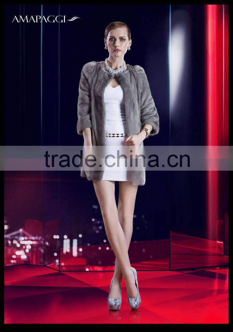 factory OEM raw natural mink fur coat for outerwear
