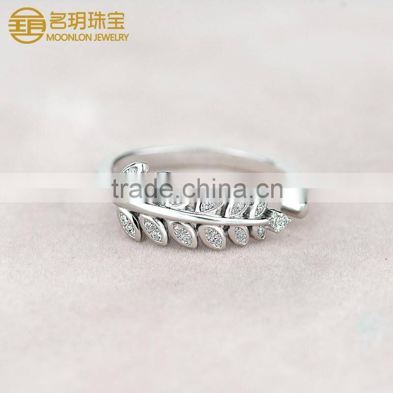 Factory directly wholesale 925 sterling silver lucky leaves gemstone rings