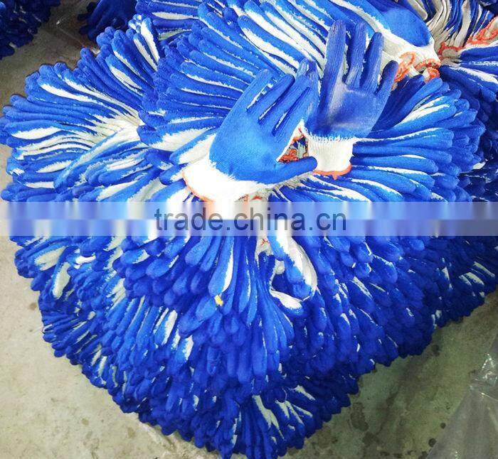 Blue Fully Coated Gloves Open Back Nitrile Glove Sandy Finish Cotton Jersey Liner Woven Liner Safe Cuff Nylon Liner