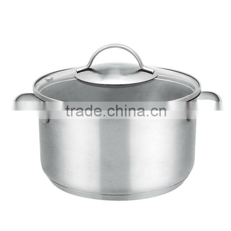 2015 Chinese stainless steel deep casserole/sauce pot with glass cover