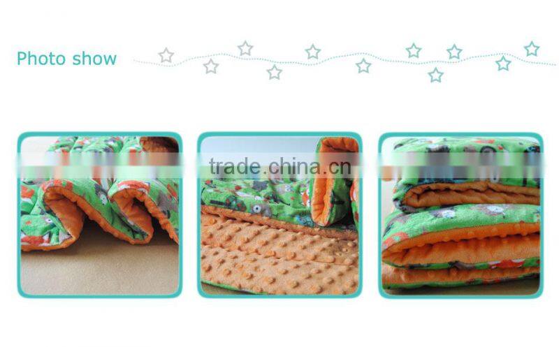 2015 New Design MOQ 10pcs Filled Minky Material Christmas Gifts Baby Quilt Blanket SBQ15090701