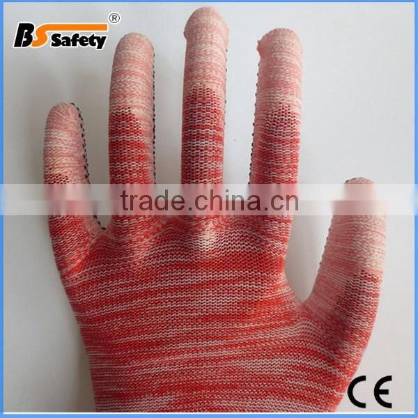 BSSAFETY china supplier cheap cotton knitted gardening glove safety points pvc