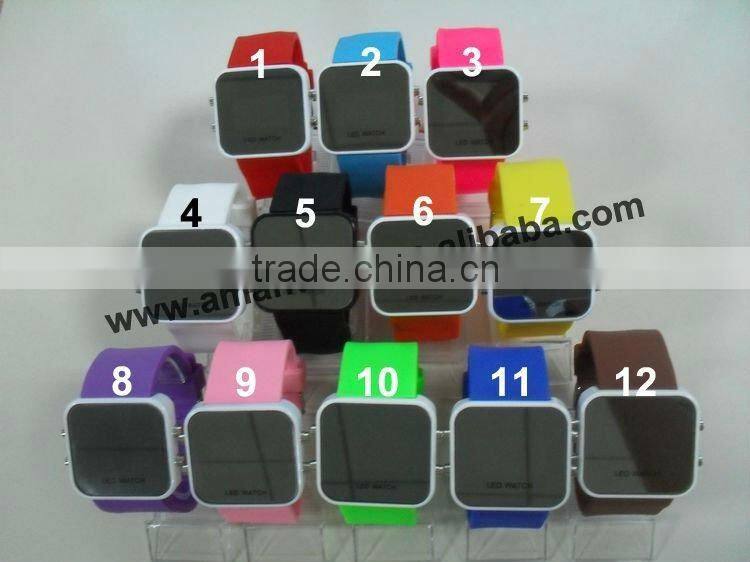 2013 Promotion Hot Sale Led Digital Sport Watches,Mirror Face Silicone Watch,Good Service And Good Quality.