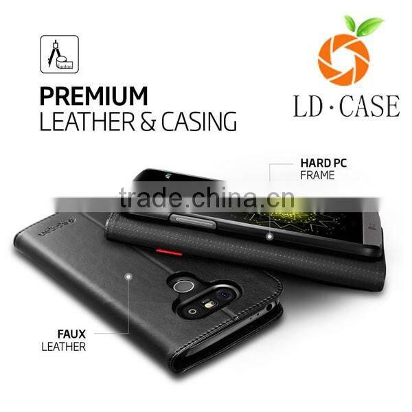 For LG G5 Luxury Genuine Leather Wallet Stand Flip cell phone Case Back Cover