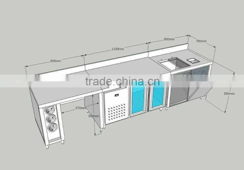 stainless steel bubble tea counter design, bubble tea shop design