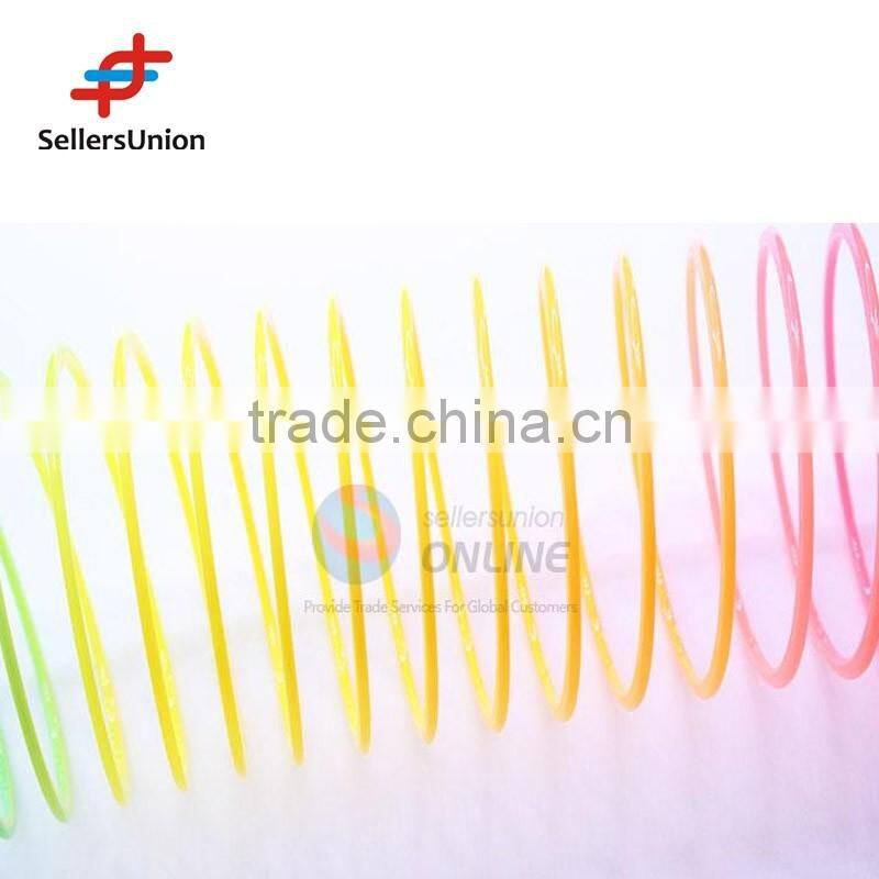 No.1 yiwu exporting commission agent wanted plastic rainbow circles hot selling coil spring toy for kids