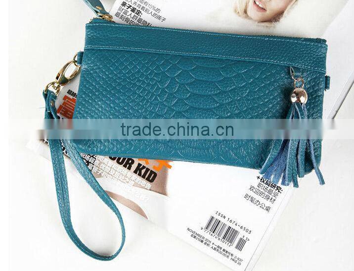 Hot Women Zipper Tassel Genuine Cowhide Leather Clutch Wallet Case Lady Long Handbag Wallet And Purses New