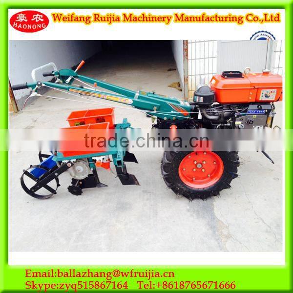 New design farm machinery fertilizer and Planting corn seeder machine used two wheel diesel engine mini walking tractor