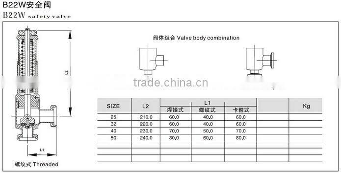 Sanitary Stainless Steel B22W safety valve,Regulating Valve(safety relief valves)