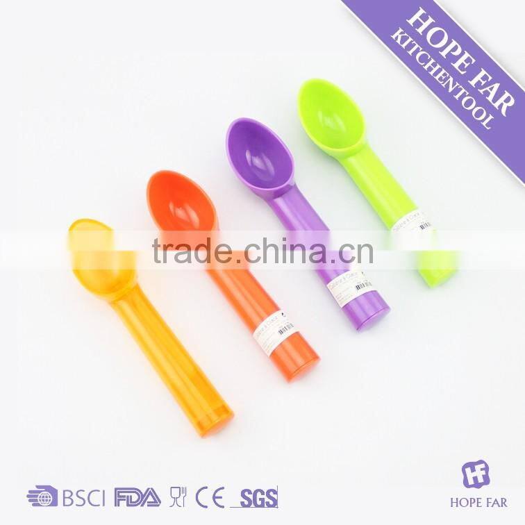 0300140 Nice colored ice cream scoop, transparent color plastic ice cream spoon