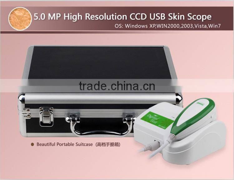 Hot sale new 5.0 MP high resolution CCD USB skin and hair scope analysis/analyzer