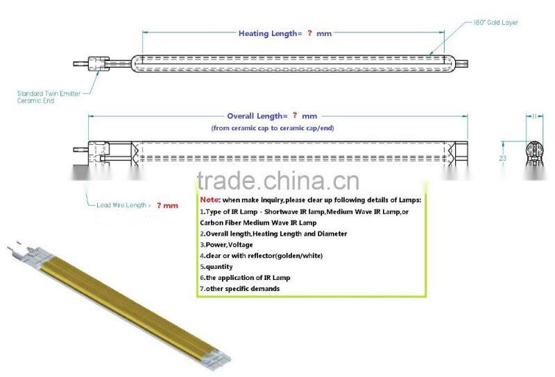 portable infrared heater lamp quartz tubular infrared heating element
