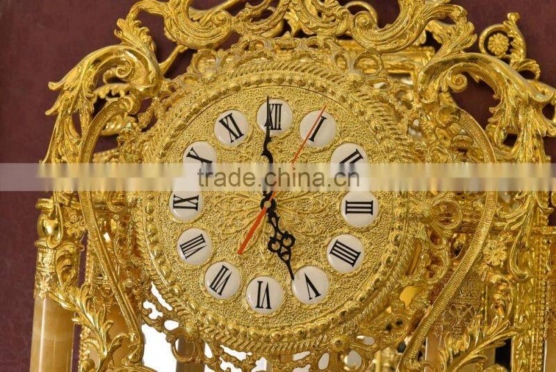Italian Design Antique Grandfather Clock, Pendulum Marble Clock, 24K Gold Royal Chiming Clock