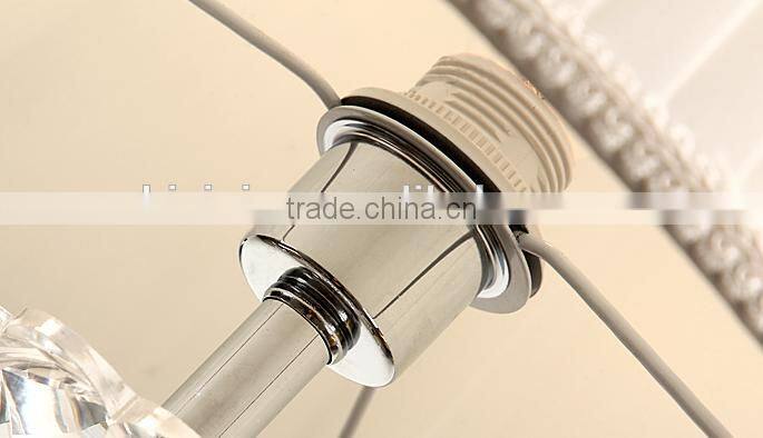 Modern concise design clear K9 crystal table lamp with white color fabric lampshade