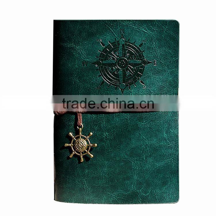 Classic Vintage 80 page kraft paper Blank spiral Loose Leaf Notebook PU Cover