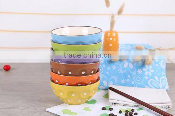 5'' dot printing ceramic bowl , promotion dot printing bowl