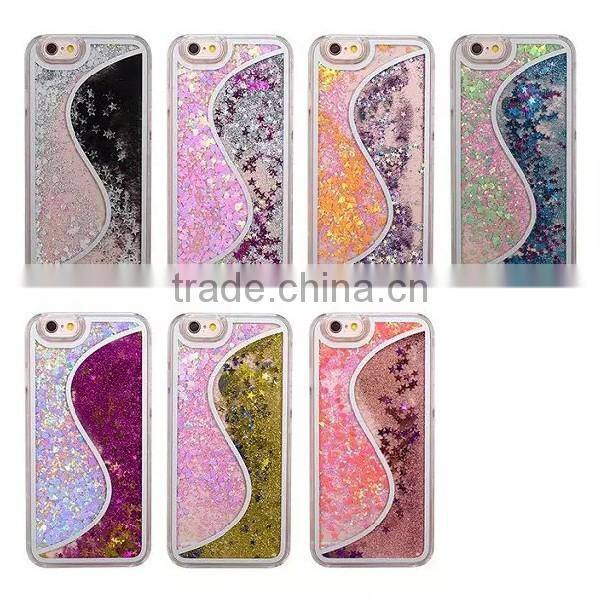 Bicolor Quicksand Glitter PC Material Phone Case For iPhone 6 6 Plus